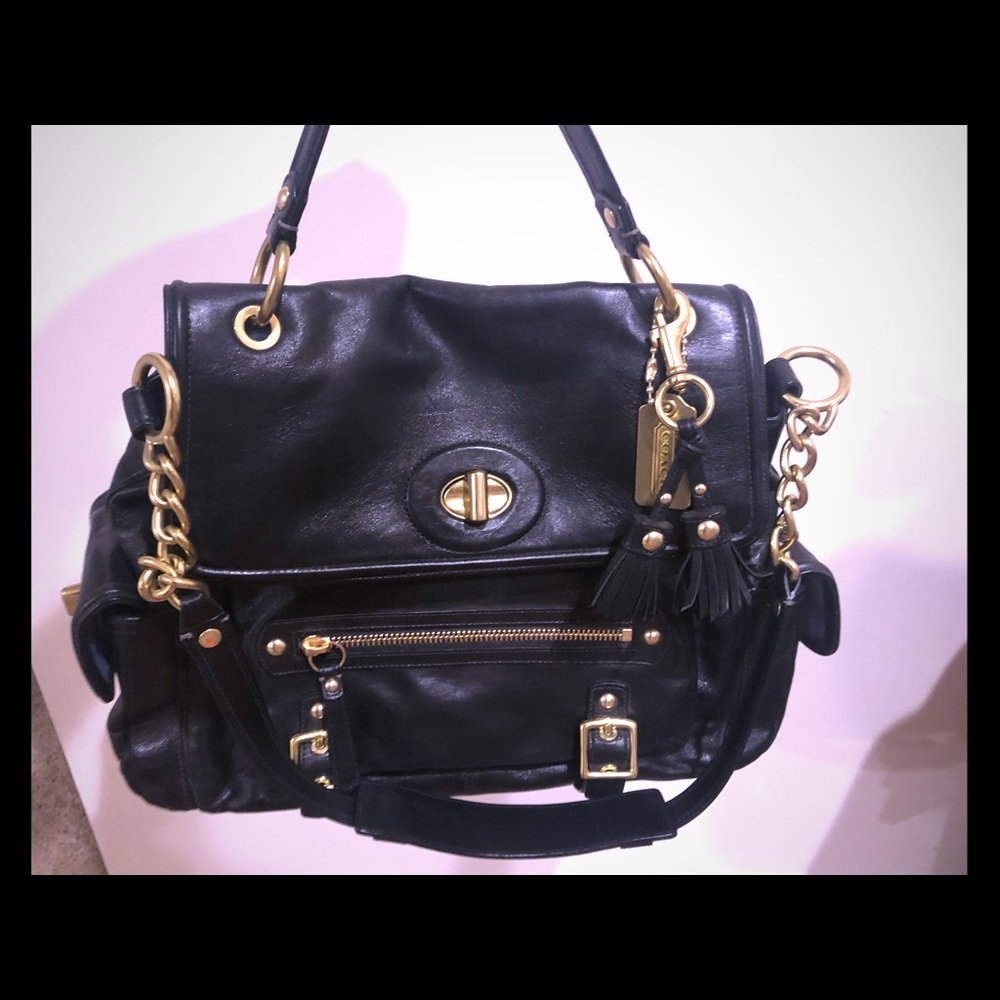 Coach Sydney Genuine Fine Leather Black Satchel